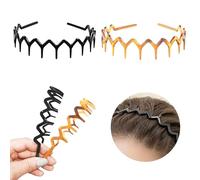 Cerchietto a zig zag, classico anni '90, con pettine ondulato, per donne e uomini, fascia per capelli con denti di squalo (2 neri + 2 marroni, confezione da 4)
