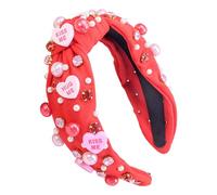 Cerchietto annodato con gioiello, con lettera d'amore, fascia annodata | Lussuosa fascia scintillante alla moda con cuore annodato per donne e ragazze, accessori per capelli per San