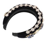 Cerchietto Barocco Elegante da Donna, Fiori e Perline Artificiale | Stile Cortigiano, Base in Spugna e Leghe, Accento Decorativo Brillante, per Matrimoni e Cura del Viso