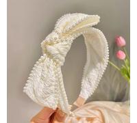 Cerchietto Bianco Con Grande Nodo E Perle Elegante Stile Sposa CF51607