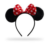 Relaxdays Cerchietto Capelli Topolino, Frontino con Fiocchetto, Animal Ears, Accessori Costume da Topo, nero/rosso