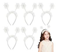 Cerchietto Chioma 6 Pezzi Fiocco di Neve Ragazzo Ragazza Plastica | Accessori per Feste Invernali, Bianco, Leggero, per Foto, Ragazzo Ragazza e Host, Stile Tenero Elegante