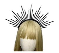 Cerchietto Con Corona Aureola Gotica Nera, Corona Da Dea Del Sole, Accessori For Matrimonio Bohémien, Copricapi Con Punte In Plastica, Tiara Lolita per Varie Occasioni(EG8-3)