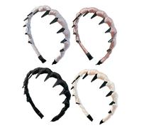 Cerchietto con denti, 4 pezzi, fascia per onde, reversibile, per donne e ragazze, per feste, compleanni, matrimoni, taglia unica