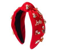 Cerchietto con diamanti incastonati in mogano con lettere a tesa larga, rosso