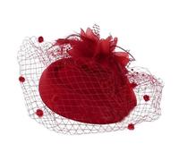 Cerchietto con fiori di piume da donna for matrimonio, accessori for capelli da sposa(B Red)