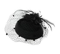 Cerchietto con fiori di piume da donna for matrimonio, accessori for capelli da sposa(black)
