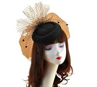 Cerchietto con fiori di piume da donna for matrimonio, accessori for capelli da sposa(C Black)