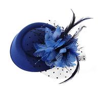 Cerchietto con fiori di piume da donna for matrimonio, accessori for capelli da sposa(Royal Blue)
