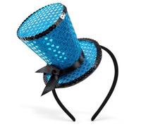 Cerchietto con mini cappello a cilindro, con paillettes, accessorio per feste in costume Gatsby degli anni '20