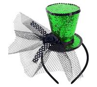 Cerchietto con mini cappello a cilindro scintillante in rete glitterata, accessorio per feste del tè e feste in costume anni '20, accessorio per costume di San Patrizio, accessorio per costume di