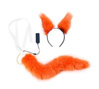 Cerchietto con orecchie da gattino finte, con coda di peluche illuminata a LED, set per cosplay