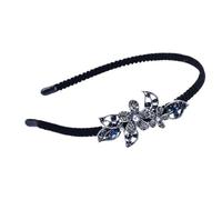 Cerchietto con Pietre Brillanti e Fiore per Donna, Flessibile Blu Elegante | Lega in Ferro e Alluminio, Adatto a Tutte le Taglie, Stile Chic e Raffinato