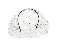 Cerchietto con velo per capelli, stile vintage, nero, da sposa, accessorio per acconciature da sposa, 12 x 1,5 x 12 cm, accessorio per acconciature per balli in maschera, tea party, spettacoli di
