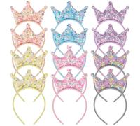 Cerchietto Corona per Ragazzo Ragazza Paillettes, 12 Pezzi | Finitura Lucida e Plastica, Adatto a Feste di Compleanno, Premi in Classe