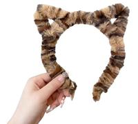 Cerchietto creativo leopardo con orecchie di gattino pelose in morbido peluche per donne uomini adolescenti cerchietto per capelli