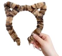 Cerchietto creativo leopardo con orecchie di gattino pelose in morbido peluche per donne uomini adolescenti cerchietto per capelli
