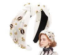 Cerchietto da calcio in tessuto multifunzione, con strass, accessorio per il trucco, comodo da usare per esercizi, eventi sportivi, vacanze cenmoo