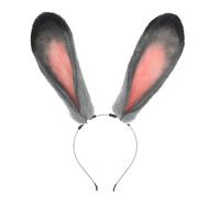 Cerchietto da donna con orecchie da coniglietto pasquale con orecchie di coniglio finte, accessorio per cosplay per feste e convegni (grigio, taglia unica)