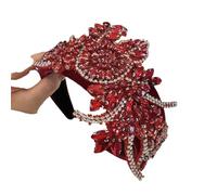 Cerchietto da donna con strass rossi con perline di cristallo e accessori floreali decorati