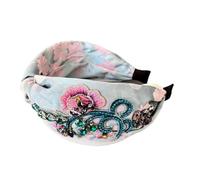 Cerchietto da donna con strass rossi con perline di cristallo e accessori floreali decorati