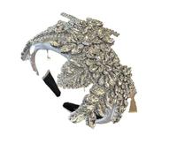 Cerchietto da donna con strass rossi con perline di cristallo e accessori floreali decorati