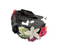 Cerchietto da donna con strass rossi con perline di cristallo e accessori floreali decorati