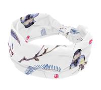 Cerchietto da donna con uccelli dipinti sui rami degli alberi, fascia larga alla moda, fascia elastica per la testa, fascia per il sudore e lo sport