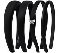 Cerchietto da Donna in Velluto Nero Moda Cerchietti per Capelli Semplice Headband con Piccola Perla Ape Retrò Elegante Accessori per Capelli per Donne Ragazze Festa Compleanno Uso Quotidiano (A)