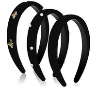 Cerchietto da Donna in Velluto Nero Moda Cerchietti per Capelli Semplice Headband con Piccola Perla Ape Retrò Elegante Accessori per Capelli per Donne Ragazze Festa Compleanno Uso Quotidiano (B)