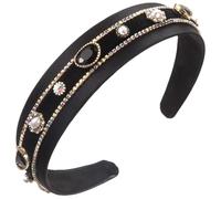 Cerchietto da donna in vetro colorato con strass e perline, gioielli neri