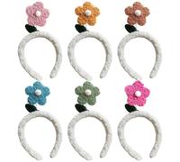 Cerchietto da donna riccio lungo, 6 pezzi, morbido, alla moda, decorativo, con grazioso fiore per il trucco del viso