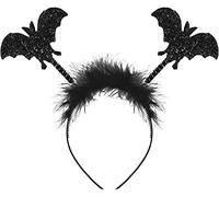 Cerchietto da pipistrello con peluche ed effetto glitterato | Cerchietto da vampiro | Cerchietto da pipistrello | Costume di Carnevale per la festa di Halloween Creepy Horror per donne e uomini