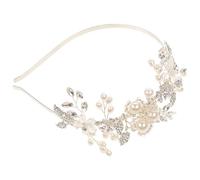 Cerchietto da Sposa Raffinato in Lega Argento con Fiori e Perline | Accessorio Delicato per Sposa e Damigella, Adatto a Raccolti, Copricapo Nuziale e Cerimonia di Laurea