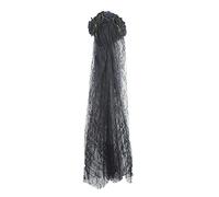 Cerchietto di Halloween Fascia rose con velo nero lungo Corona per Capelli Fiori Copricapo del Dia De Los muertos per giorno dei morti matrimonio damigella d'onore sposa (Nero)