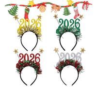 Cerchietto di Natale per, divertente 4 pezzi decorazione 2026 - per acconciatura da festival, per abbigliamento invernale fotografico Halloween, festa, cosplay, donna, ragazza, bambino
