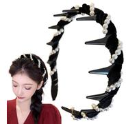 Cerchietto di perle per ragazze, cerchietto di perle per ragazze,Headtawe de - Pearl Denti a testa di ragazza Fascia per capelli senza slittamento per i capelli per forniture