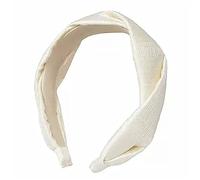 Cerchietto Donna Copricapo for capelli con fascia intrecciata in raso argento imitazione vintage(Beige)
