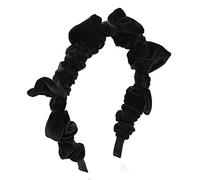 Cerchietto Donna Fascia for capelli con fiocco vintage tinta unita semplice fascia for capelli pressata(Schwarz)