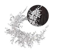 Cerchietto Donna in Lega con Cristalli e Fiori per sposa | Argento, Stile Raffinato e Chic, per Bun, Copricapo Nuziale, Foto di Fidanzamento