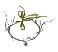 Cerchietto Donna Verde Rami Decorativi, Accessorio Bohémien | Catena per Testa Sposa, Scintille Luminose Matrimonio, per Fronte e Chioma, Festa, Foto