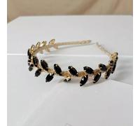 Cerchietto Dorato Con Pietre Nere Elegante Accessorio Capelli Cerimonia CF56304