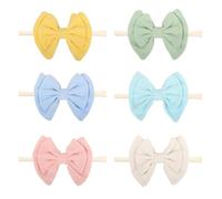 Cerchietto elastico fatto a mano, 6 pezzi, per bambini, con fiocco