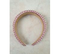Cerchietto fascia capelli donna elastico colore rosa con strass alta moda