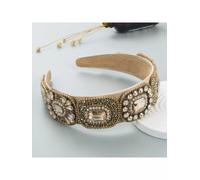 Cerchietto fascia per capelli archetto beige oro strass hippie style boho 325102