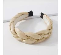 Cerchietto fascia per capelli archetto beige raso hippie style boho 329116