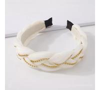 Cerchietto fascia per capelli archetto bianco raso hippie style boho 329116