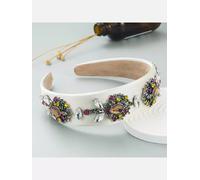 Cerchietto fascia per capelli archetto bianco strass hippie style boho 32303