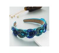 Cerchietto fascia per capelli archetto blu strass hippie style boho 325103