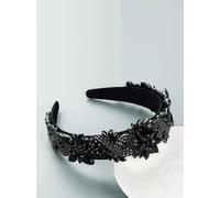 Cerchietto fascia per capelli nero strass diadema archetto accessori X182